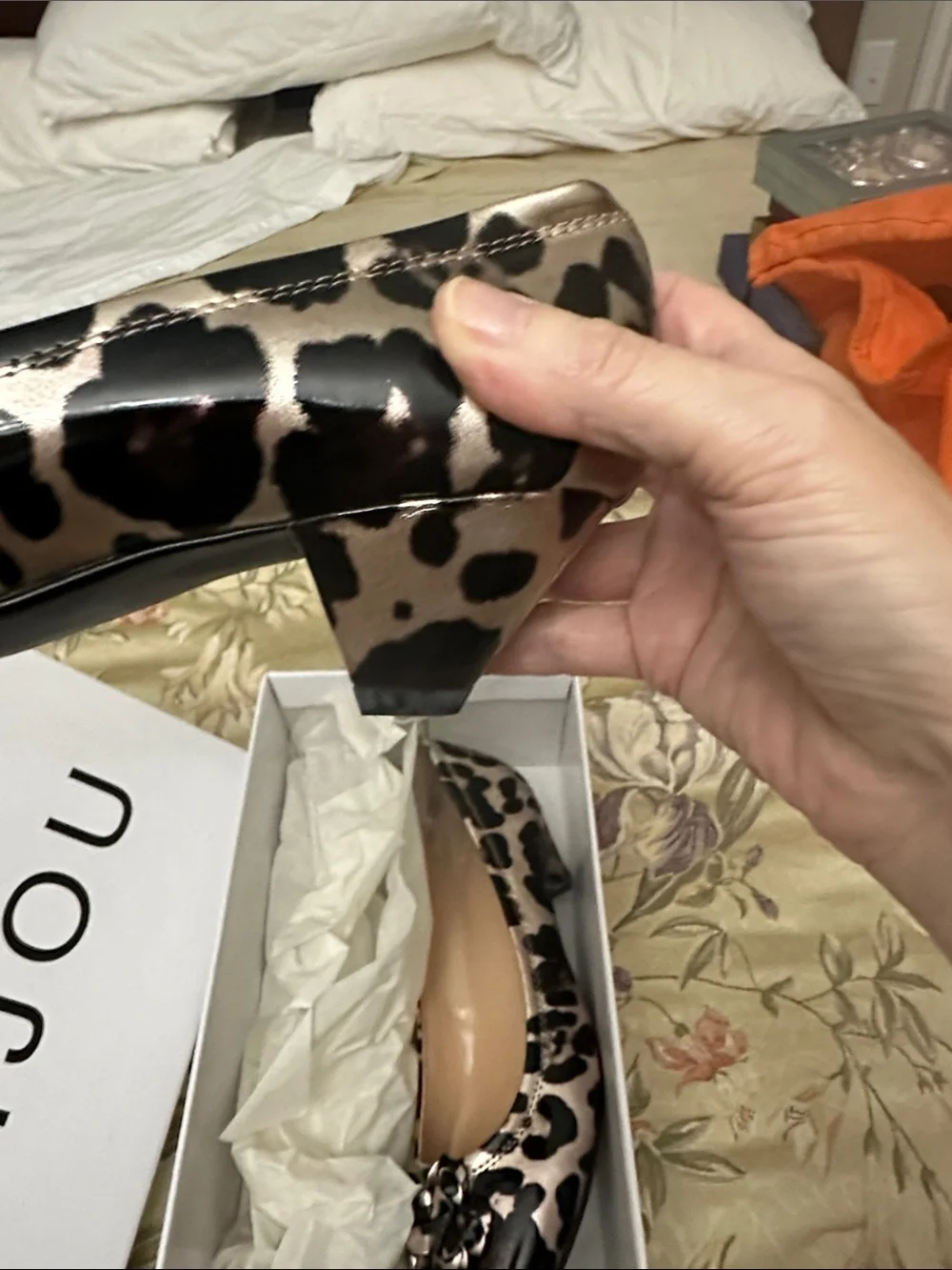 Bijou Leopard-Print Metallic Ballet Flats in Rose Gold and Black